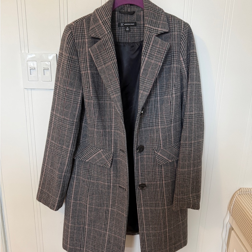 INC international concepts grey check coat size XS - Picture 3 of 7